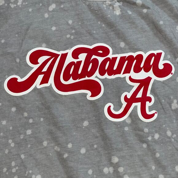 Alabama Crimson Tide Tee Shirt Women's Medium Gray Bleach Dye Short Sleeve - Picture 2 of 7